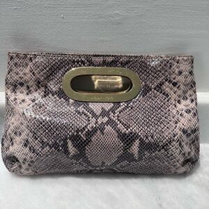 Michael Kors Snakeskin Python Embossed Leather Berkley Clutch Handbag Purse